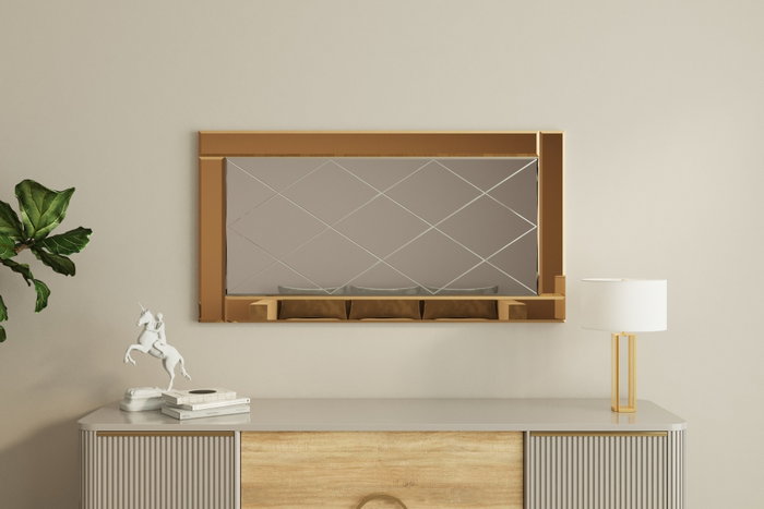 Hanah Home Espejo Pierre - Bronce, Blanco v2